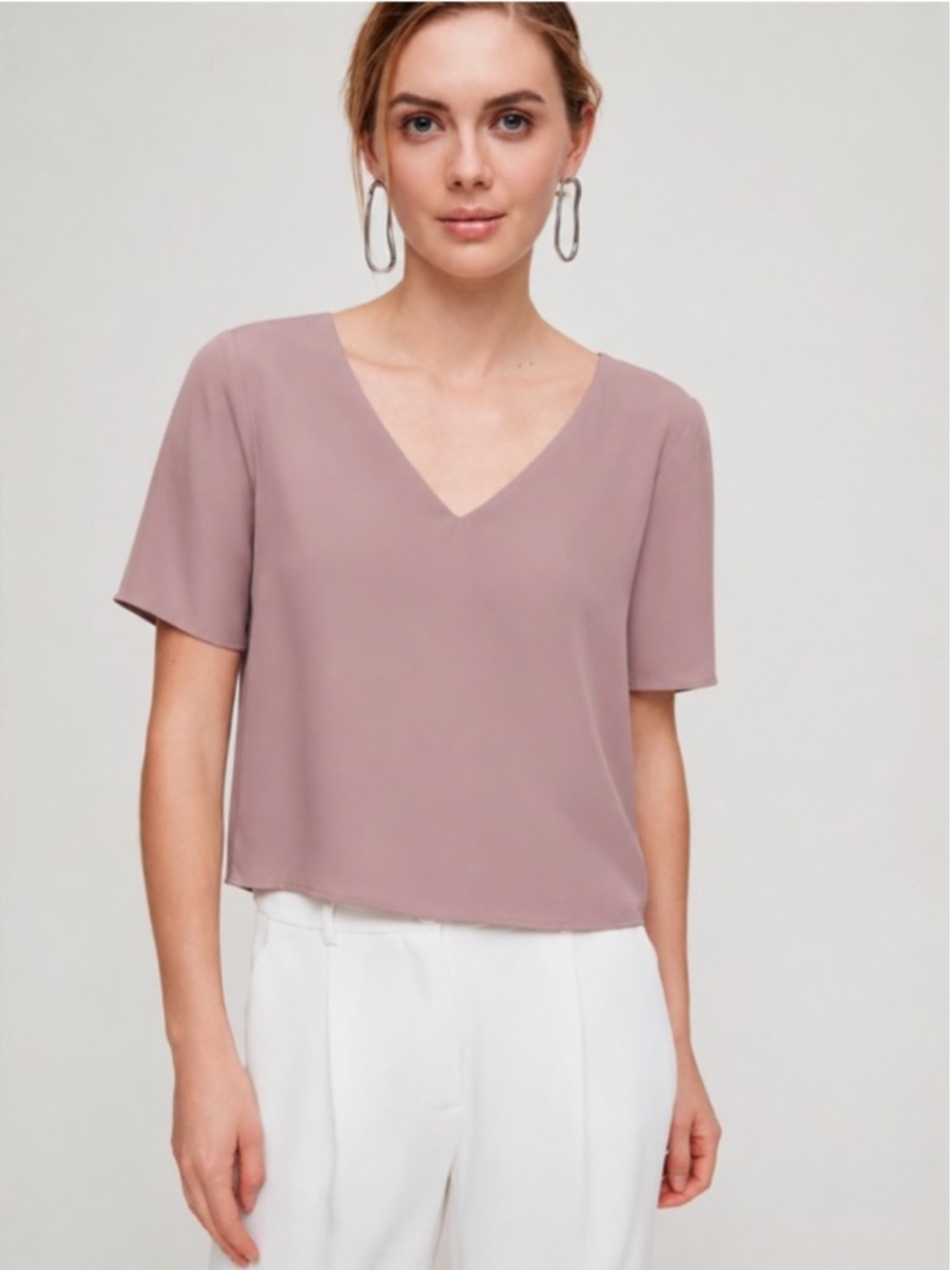 Aritzia Babaton Randy Blouse Dusty Mauve Pink